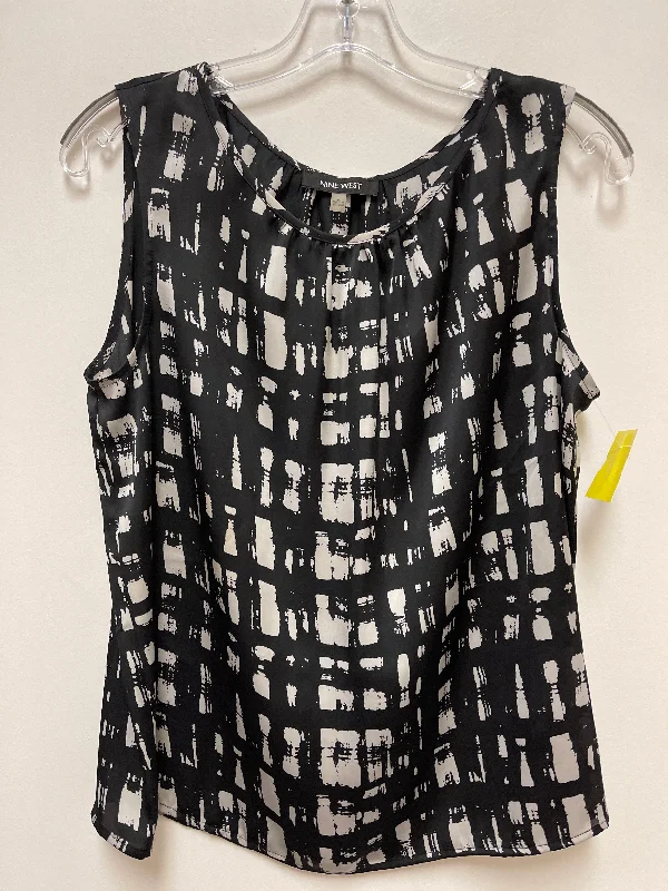 Top Sleeveless By Nine West In Black & Silver, Size: L