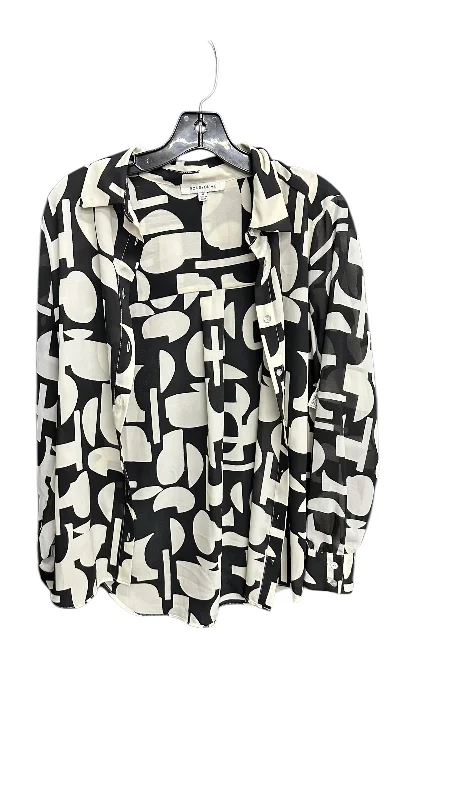 Top Long Sleeve By Rose And Olive In Black & White, Size: M