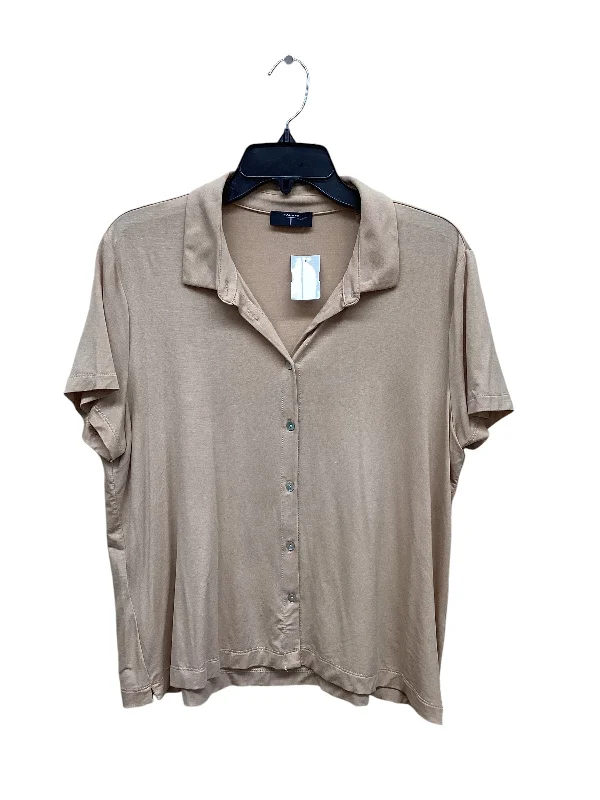 Top Short Sleeve By Tahari By Arthur Levine In Tan, Size: L