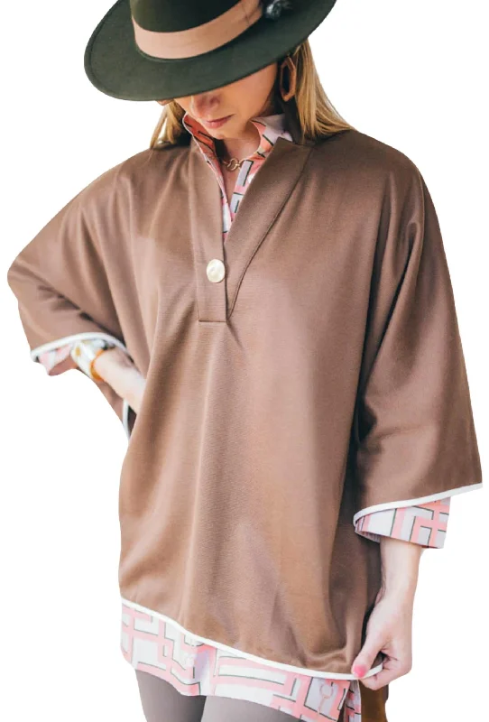 Evelyn Poncho Tee In Bourbon Brown