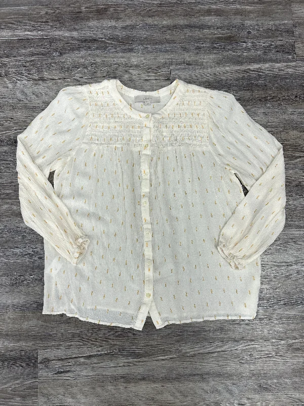 Top Long Sleeve By Loft In Cream, Size: M