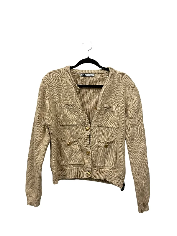 Sweater Cardigan By Zara In Tan, Size: Xl