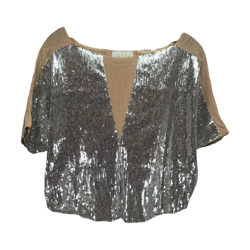 Sequined Top Short Sleeve By Lotus In Silver, Size: S