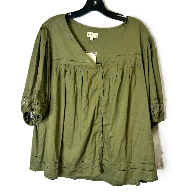 Top Short Sleeve By Wonderly In Green, Size: Xl