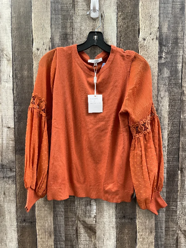 Top Long Sleeve By Sioni In Orange, Size: M