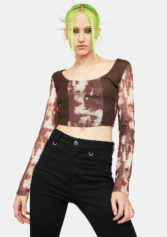 Mesh Panel Crop Top