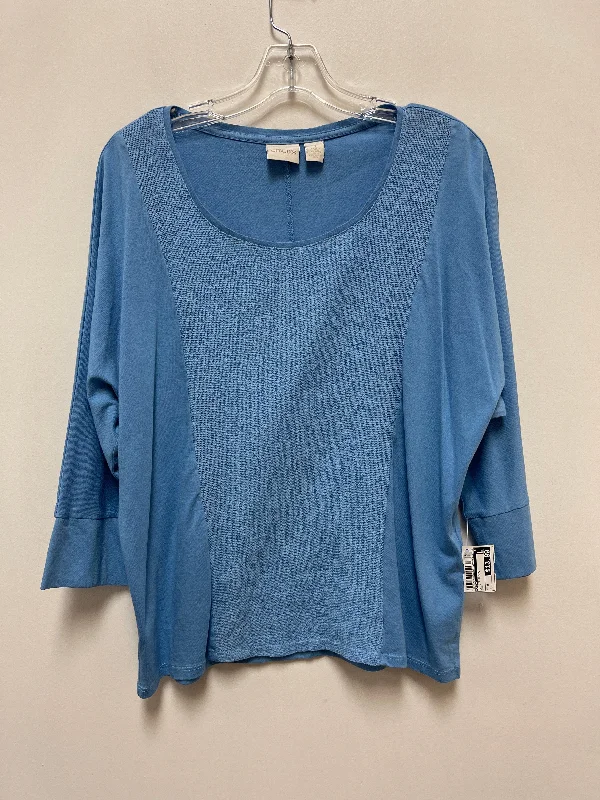 Top 3/4 Sleeve By Chicos In Blue, Size: M