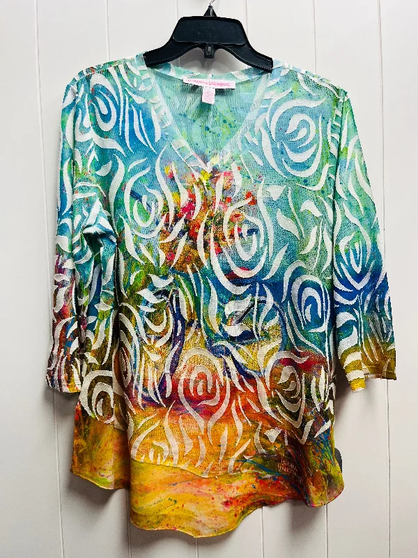 Top Long Sleeve By Leoma Lovegrove In Blue & Orange, Size: L