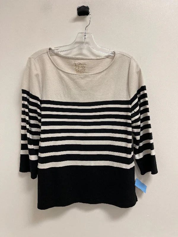 Top Long Sleeve By Chicos In Striped Pattern, Size: M