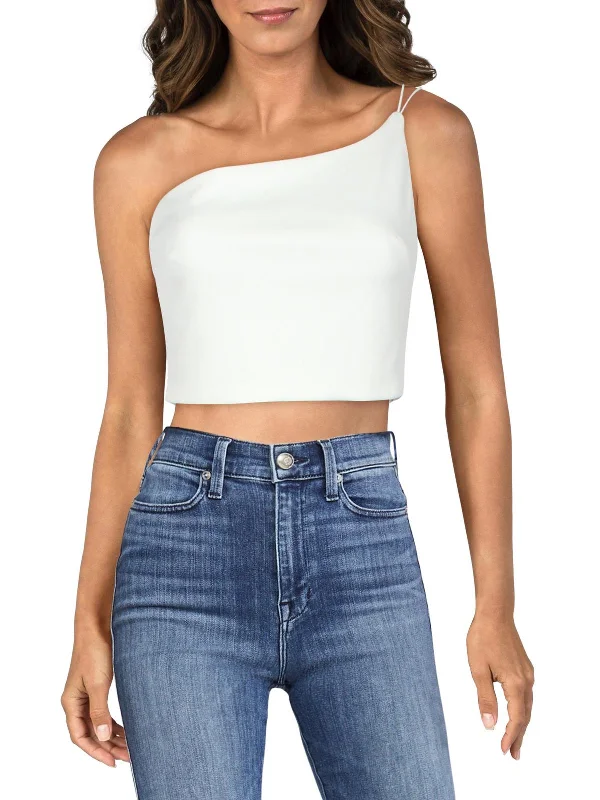 Juniors Womens Crepe One Shoulder Cropped