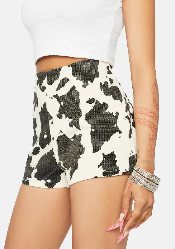 Way Out West Cow Denim Shorts