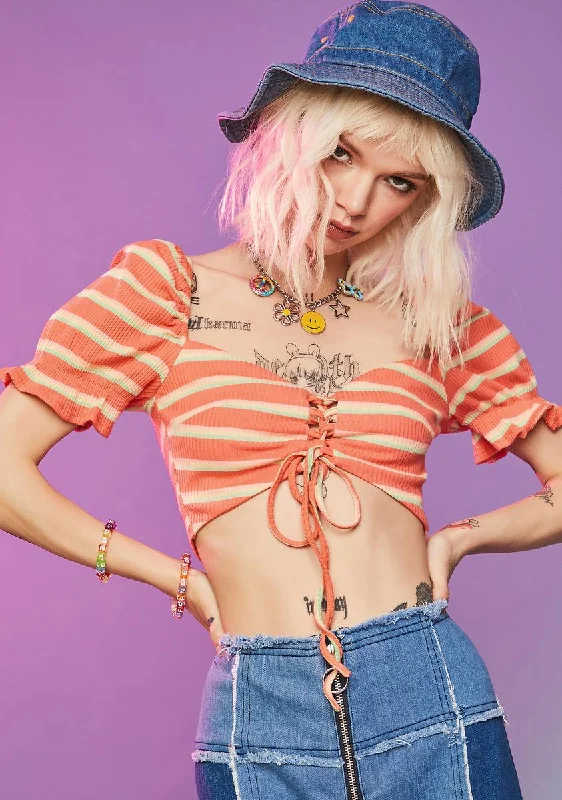 Feel The Energy Lace Up Crop Top