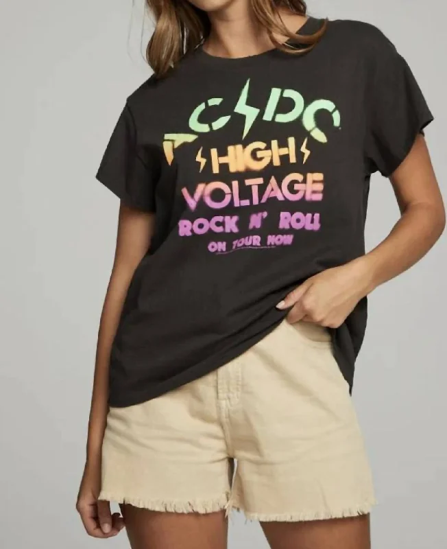 Ac/dc High Voltage Tee In Vintage Black