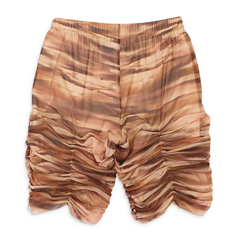 BIKERS WITH RUSHED DETAILS BROWN SHORTS