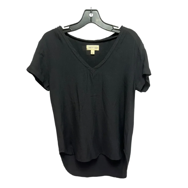 V-Neck Top Short Sleeve By Cloth & Stone In Black, Size: Xs