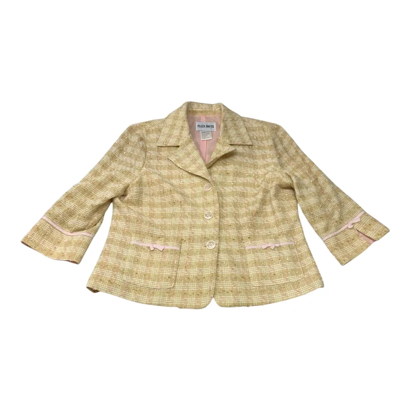 Blazer By Plaza South In Cream & Pink, Size: L