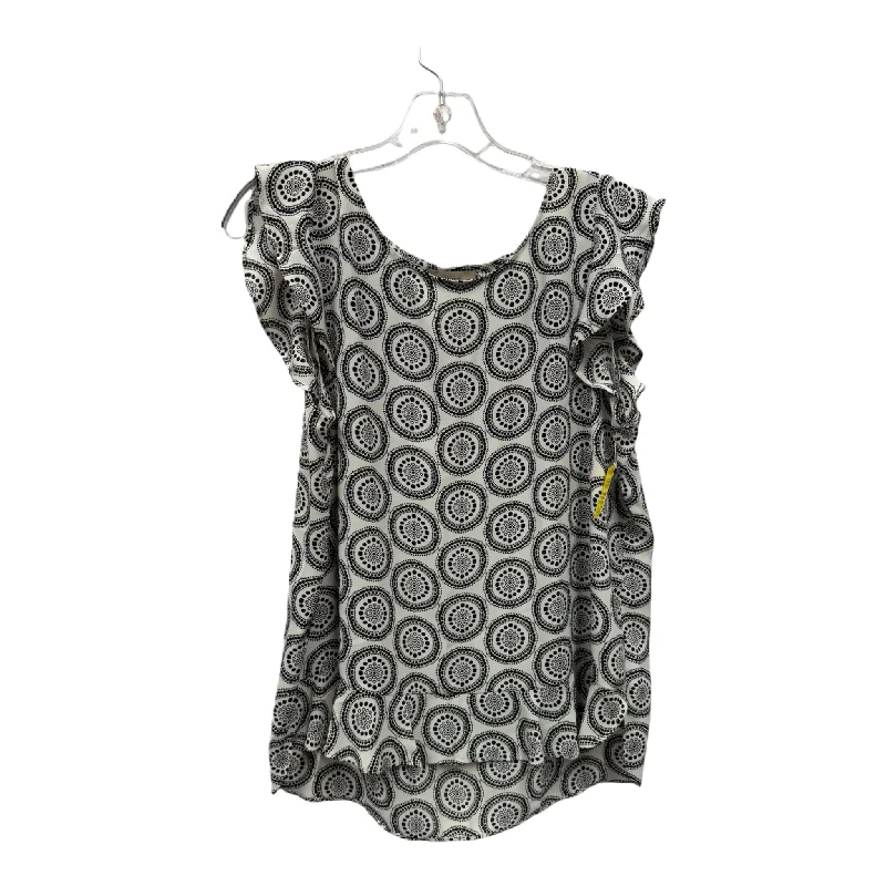 Top Short Sleeve By Loft In Black & White, Size: L