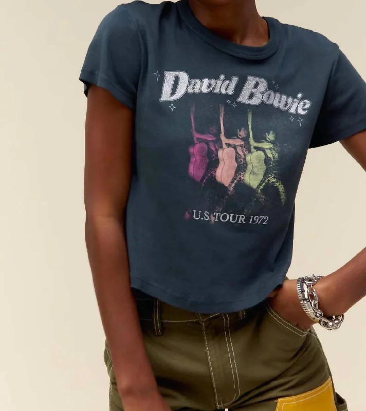 David Bowie Us Tour 1972 Shrunken Tee Top In Vintage Black