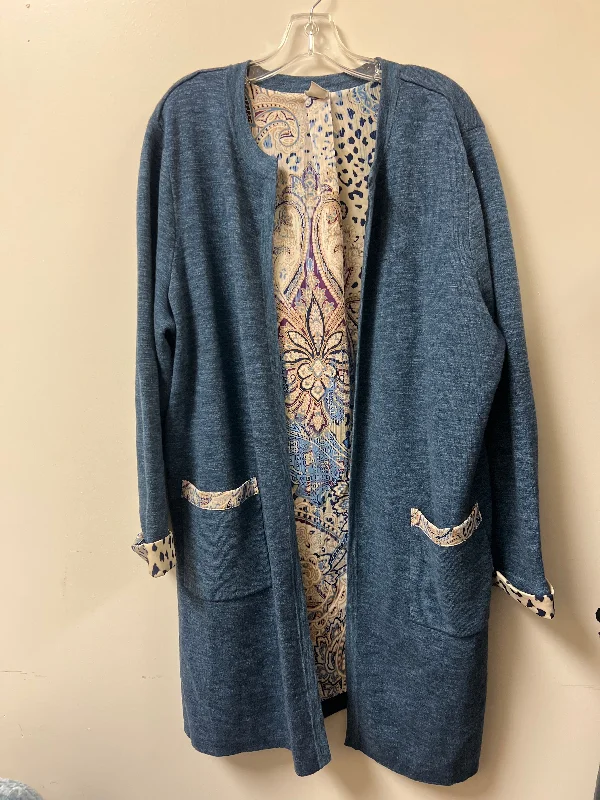 Sweater Cardigan By Chicos In Blue, Size: 2x