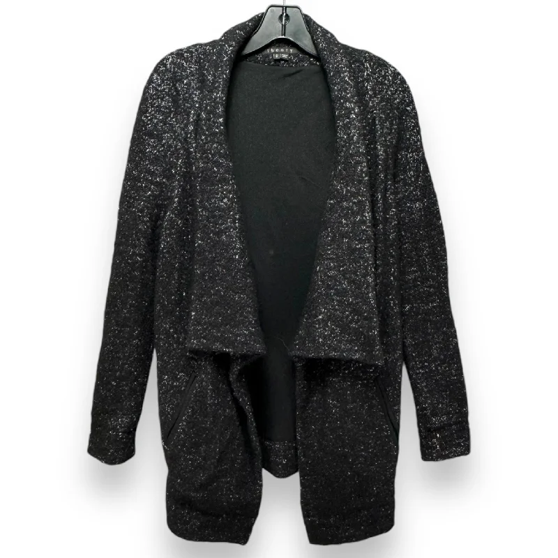 Clarania Brittania Wool Cardigan Sweater By Theory In Black, Size: S