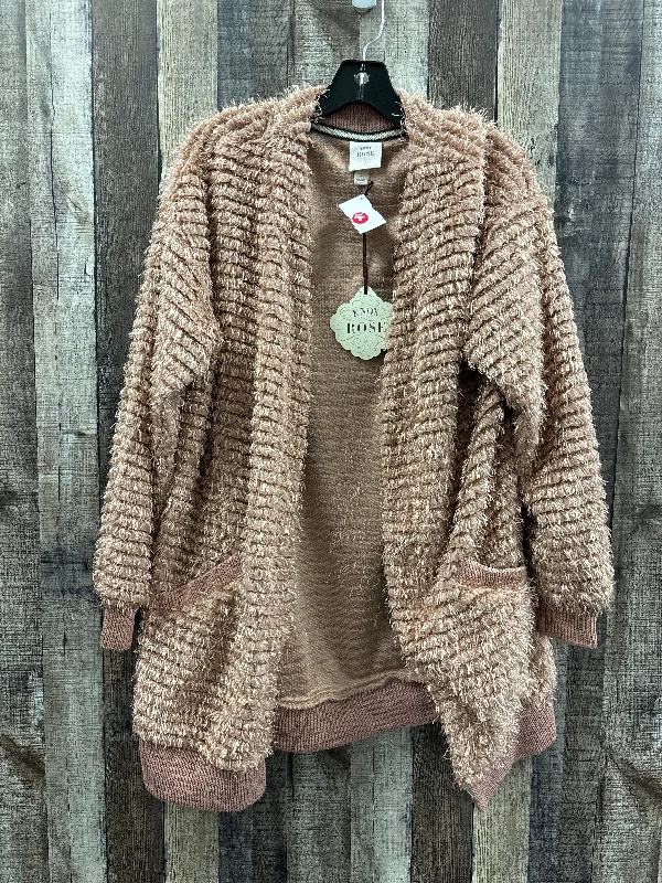 Sweater Cardigan By Knox Rose In Pink, Size: L