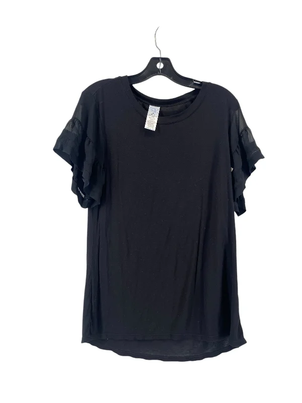 Top Short Sleeve Basic By Time And Tru In Black, Size: M