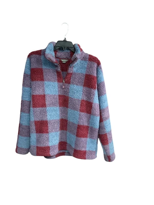 Sweatshirt Collar By Eddie Bauer In Plaid Pattern, Size: L