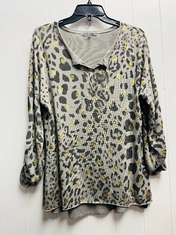 Top Long Sleeve By tempo paris In Grey, Size: S