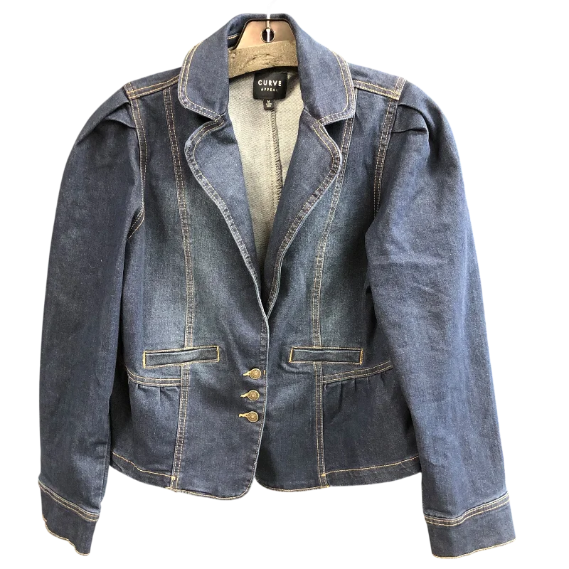 Blazer By Curve Appeal In Blue Denim, Size: M