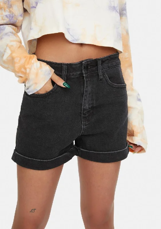 Mid Rise Cuffed Jean Shorts