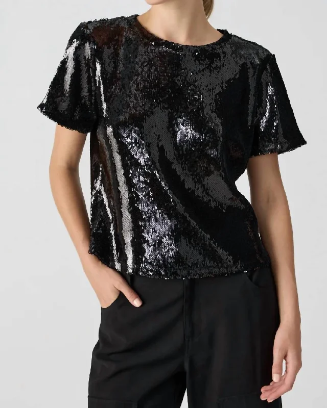 The Perfect Sequin Tee In Black