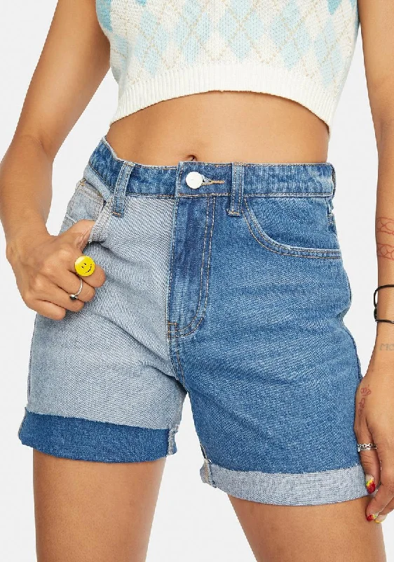 Two Tone Denim Shorts