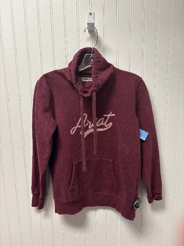 Sweatshirt Hoodie By Ariat In Maroon, Size: Xs