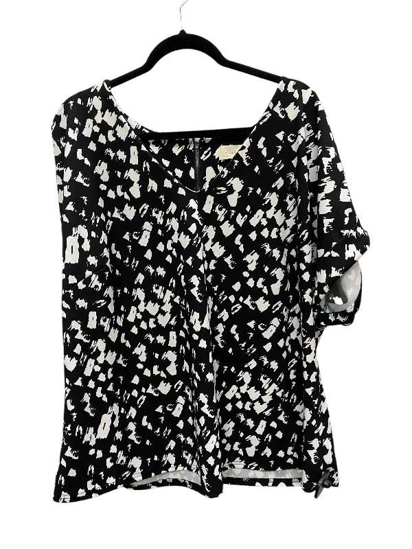 Top Short Sleeve By Melloday In Black & White, Size: 2x