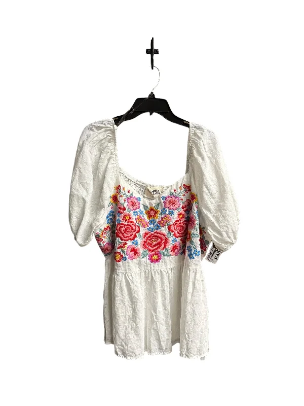 Top Short Sleeve By Savanna Jane In Floral Print, Size: Xl