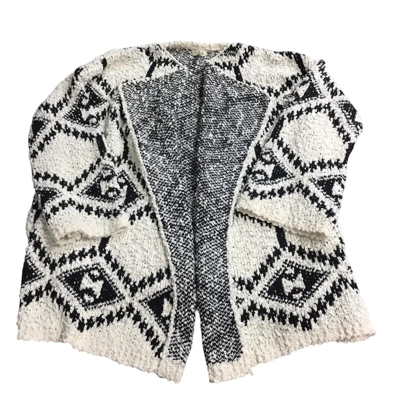 Sweater Cardigan By Pol In Black & Cream, Size: M