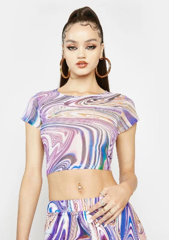 Lavender Hypnotic Habits Mesh Baby Tee