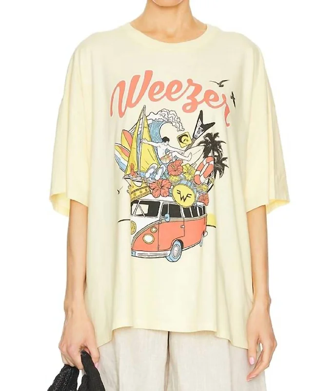 Weezer Collage Tee Top In Yellow Fizz