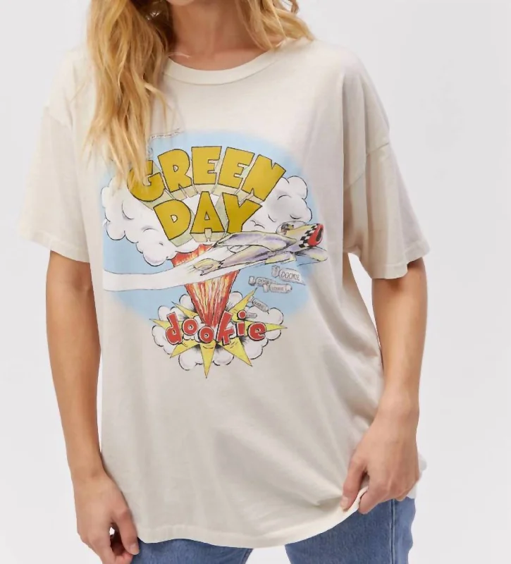 Green Day Dookie Merch Tee Top In Dirty White