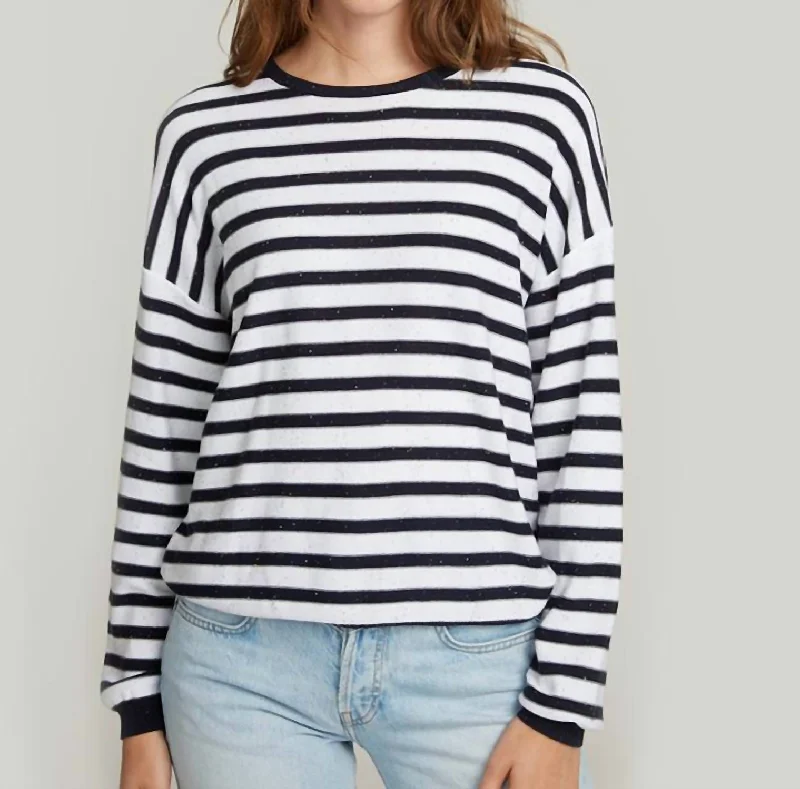 Baby Sequin Striped Crew Tee In Midnight/confetti