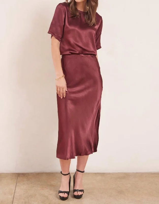 Dorit Silky Slip Skirt In Cognac