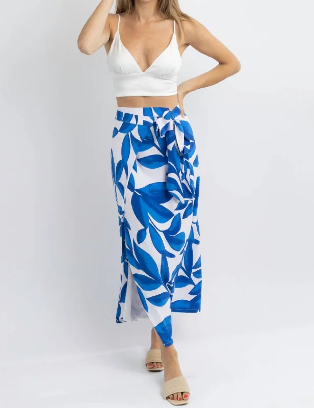 Extra-Tropic Wrap Midi Skirt In Blue