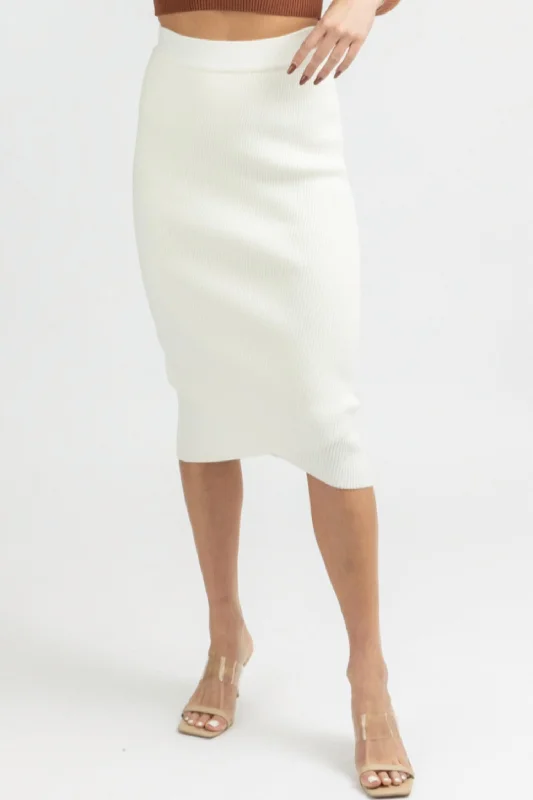 Front Wrap Midi Skirt In White