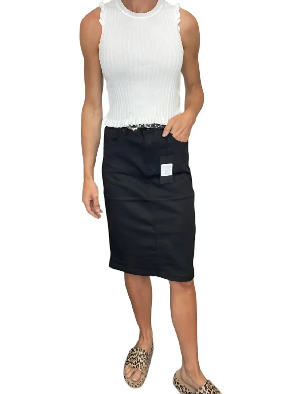 High Rise Pencil Skirt In Black