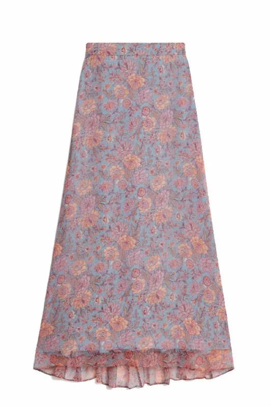 Isabella Skirt - Blue Garden Flowers In Floral