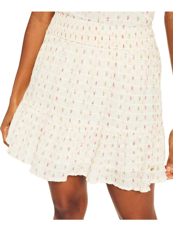 Womens Abstract Print Tiered A-Line Skirt