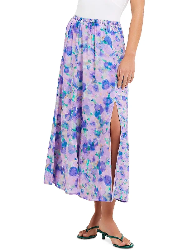 Womens Midi Floral Print Midi Skirt