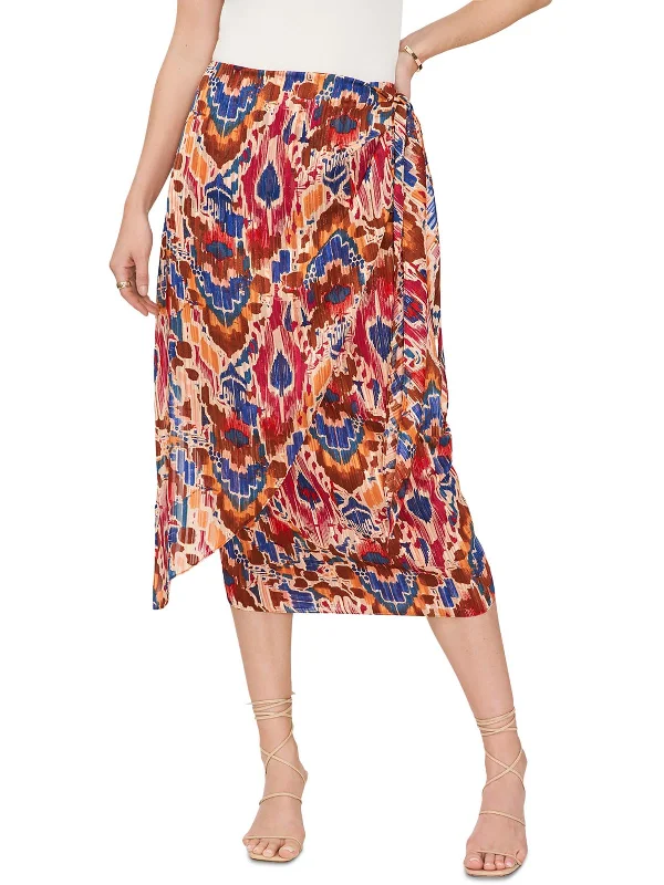 Womens Printed Front-Tie Midi Skirt