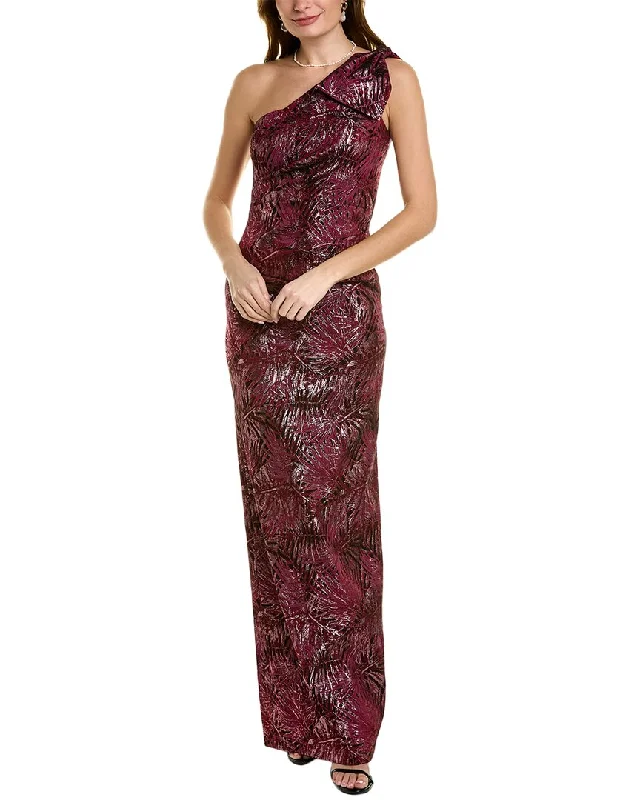 Teri Jon by Rickie Freeman One-Shoulder Gown