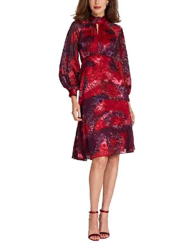 Teri Jon by Rickie Freeman Special Occasion Short Printed Silk-Blend Dress